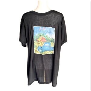 God Bless America Black Patriotic Graphic Print Unisex T-Shirt Size L